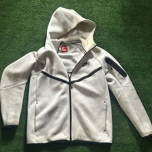 Nike Light Gray and Black Full-Zip Hoodie